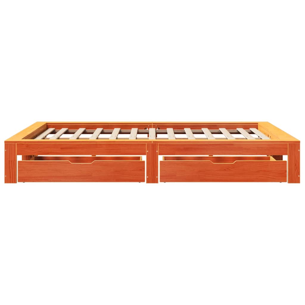 Bedframe zonder matras massief grenenhout wasbruin 140x200 cm