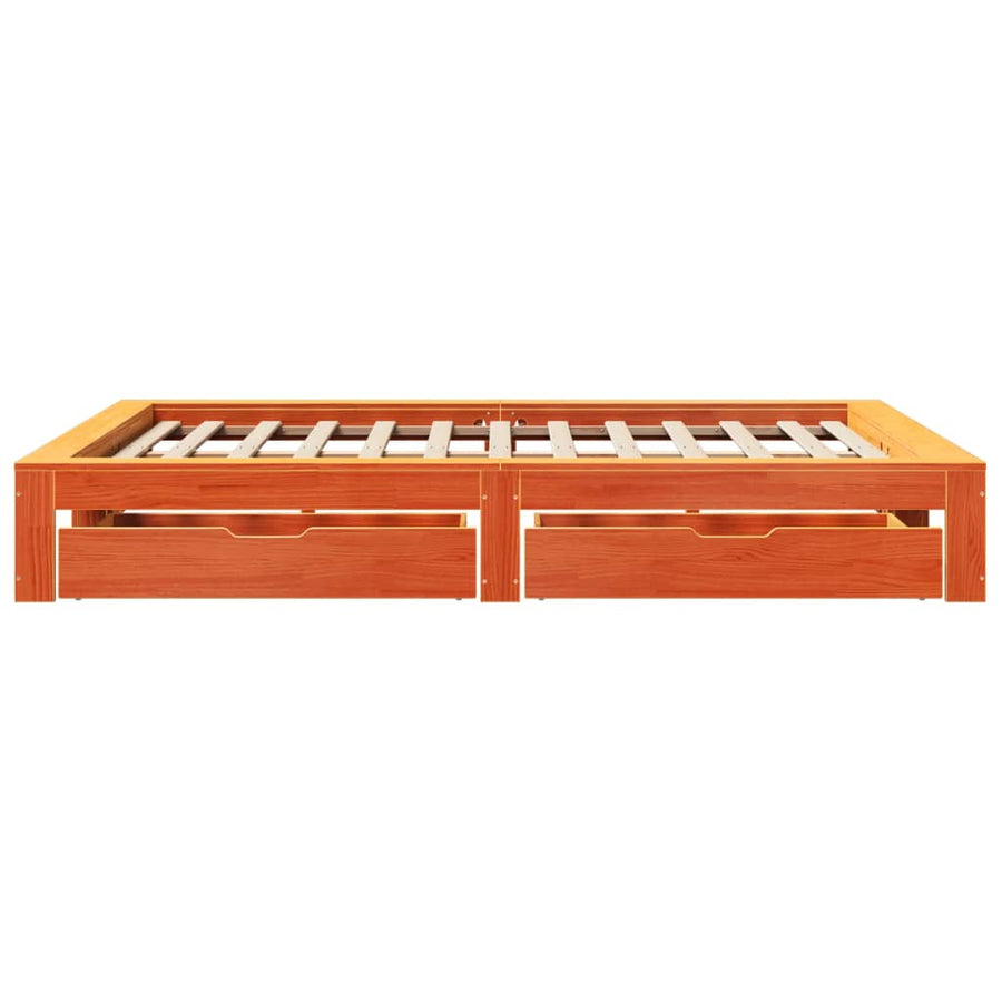 Bedframe zonder matras massief grenenhout wasbruin 140x200 cm