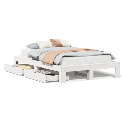 Bedframe zonder matras massief grenenhout wit 120x200 cm