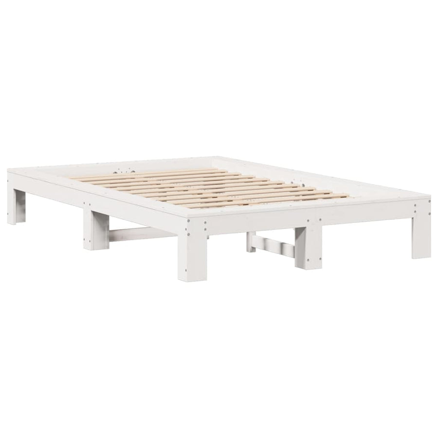 Bedframe zonder matras massief grenenhout wit 120x200 cm