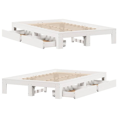 Bedframe zonder matras massief grenenhout wit 120x200 cm