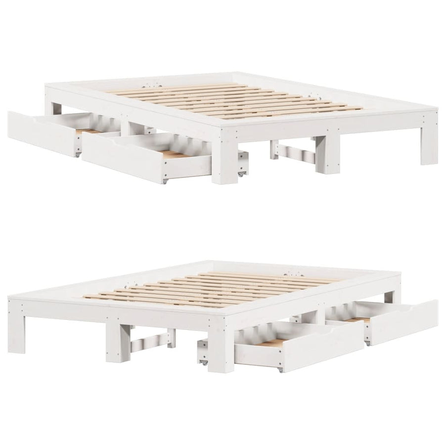 Bedframe zonder matras massief grenenhout wit 120x200 cm