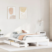 Bedframe massief grenenhout wit 120x200 cm met lades