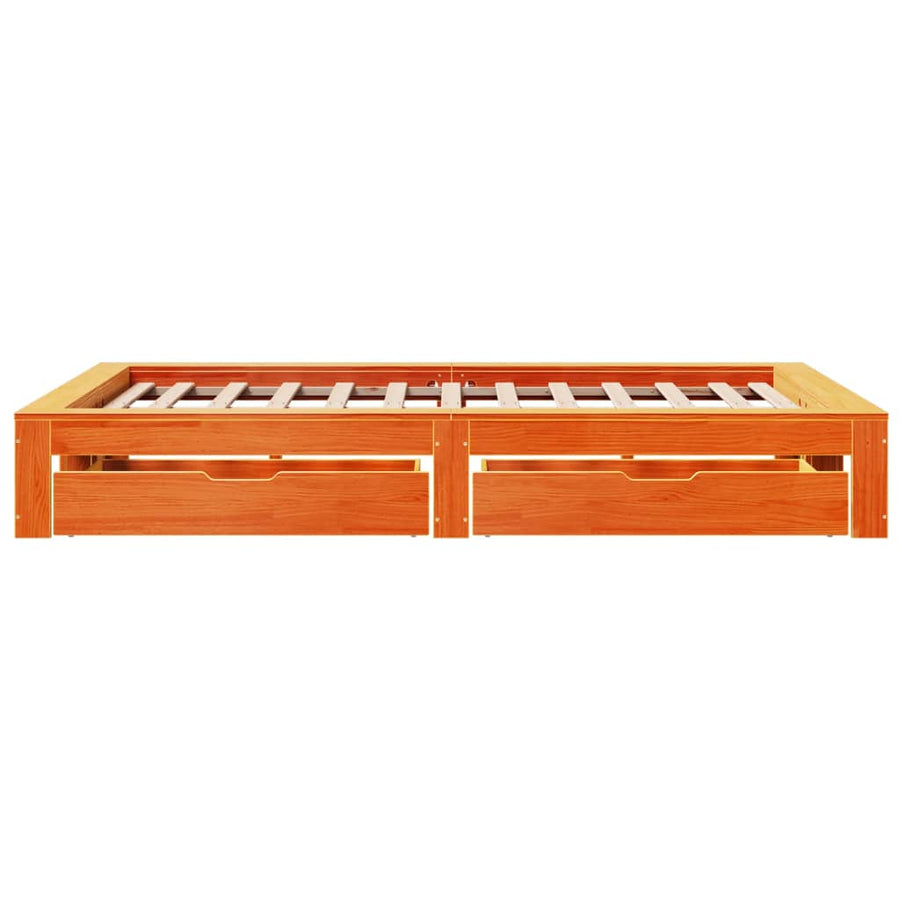 Bedframe zonder matras massief grenenhout wasbruin 120x200 cm