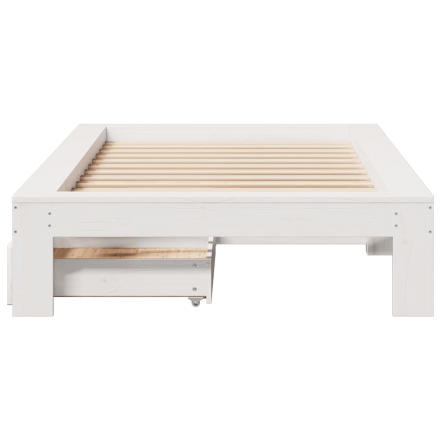 Bedframe zonder matras massief grenenhout wit 90x200 cm