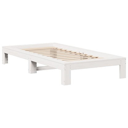 Bedframe zonder matras massief grenenhout wit 90x200 cm