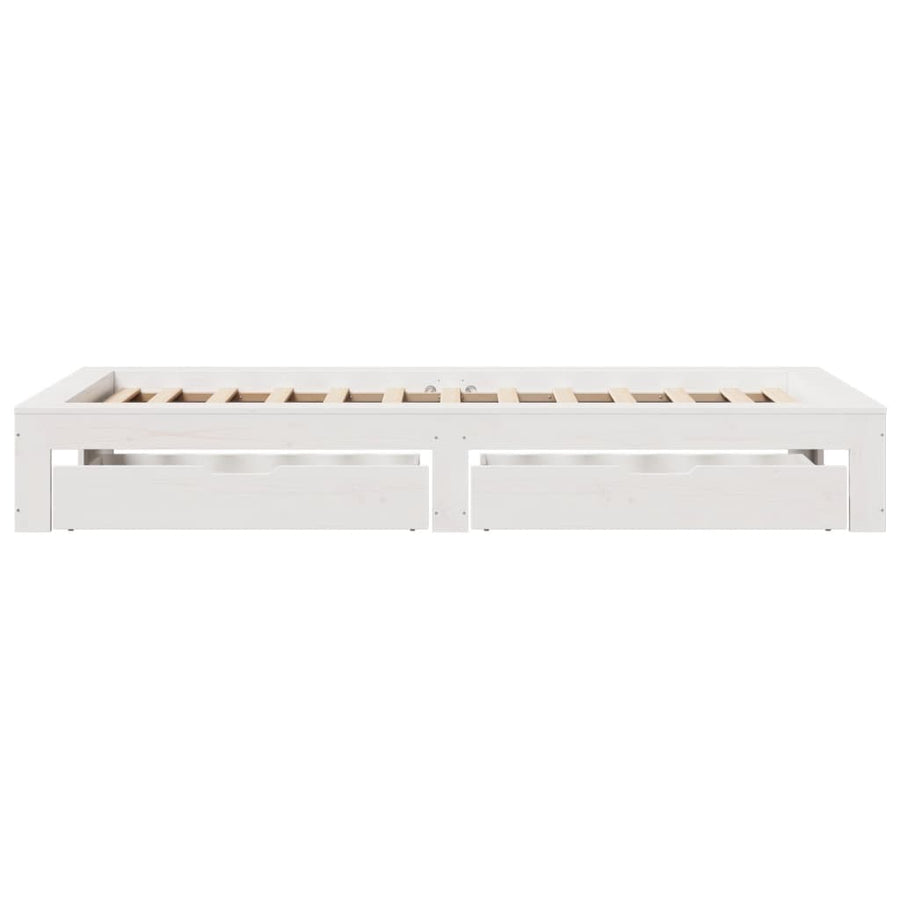 Bedframe zonder matras massief grenenhout wit 90x200 cm