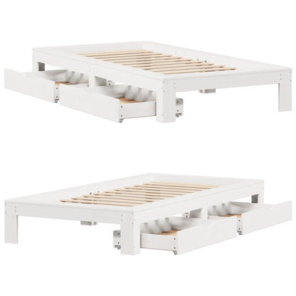 Bedframe zonder matras massief grenenhout wit 90x200 cm