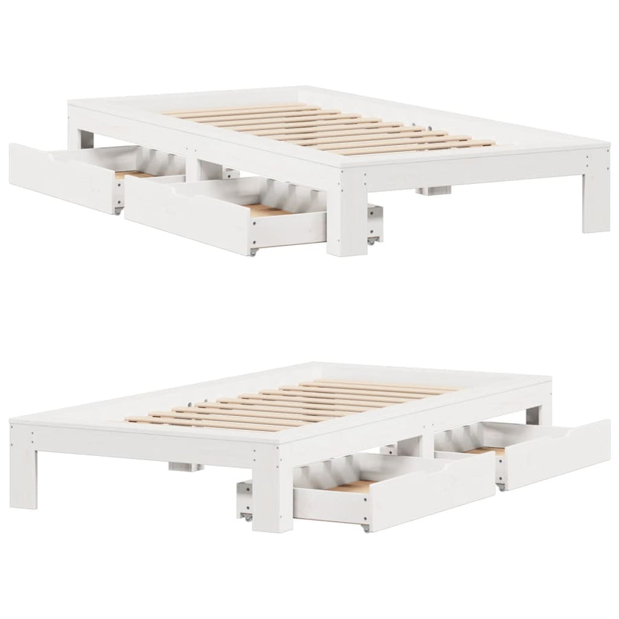 Bedframe zonder matras massief grenenhout wit 90x200 cm