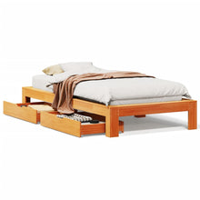 Bedframe zonder matras massief grenenhout wasbruin 90x200 cm