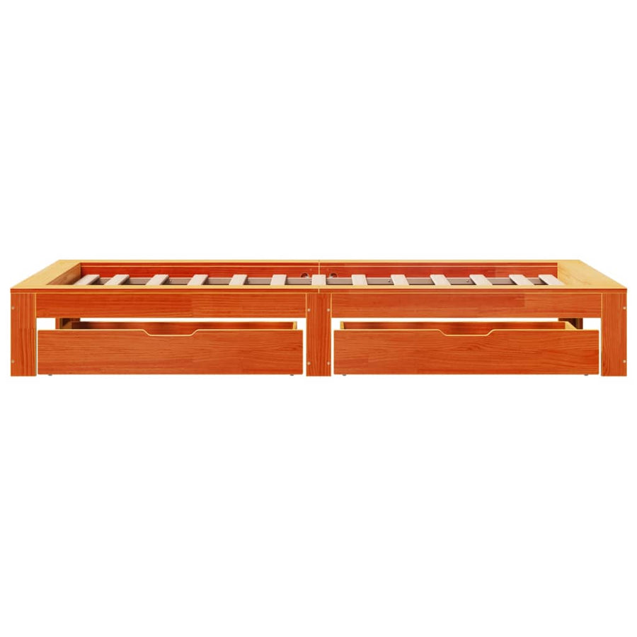 Bedframe zonder matras massief grenenhout wasbruin 90x200 cm