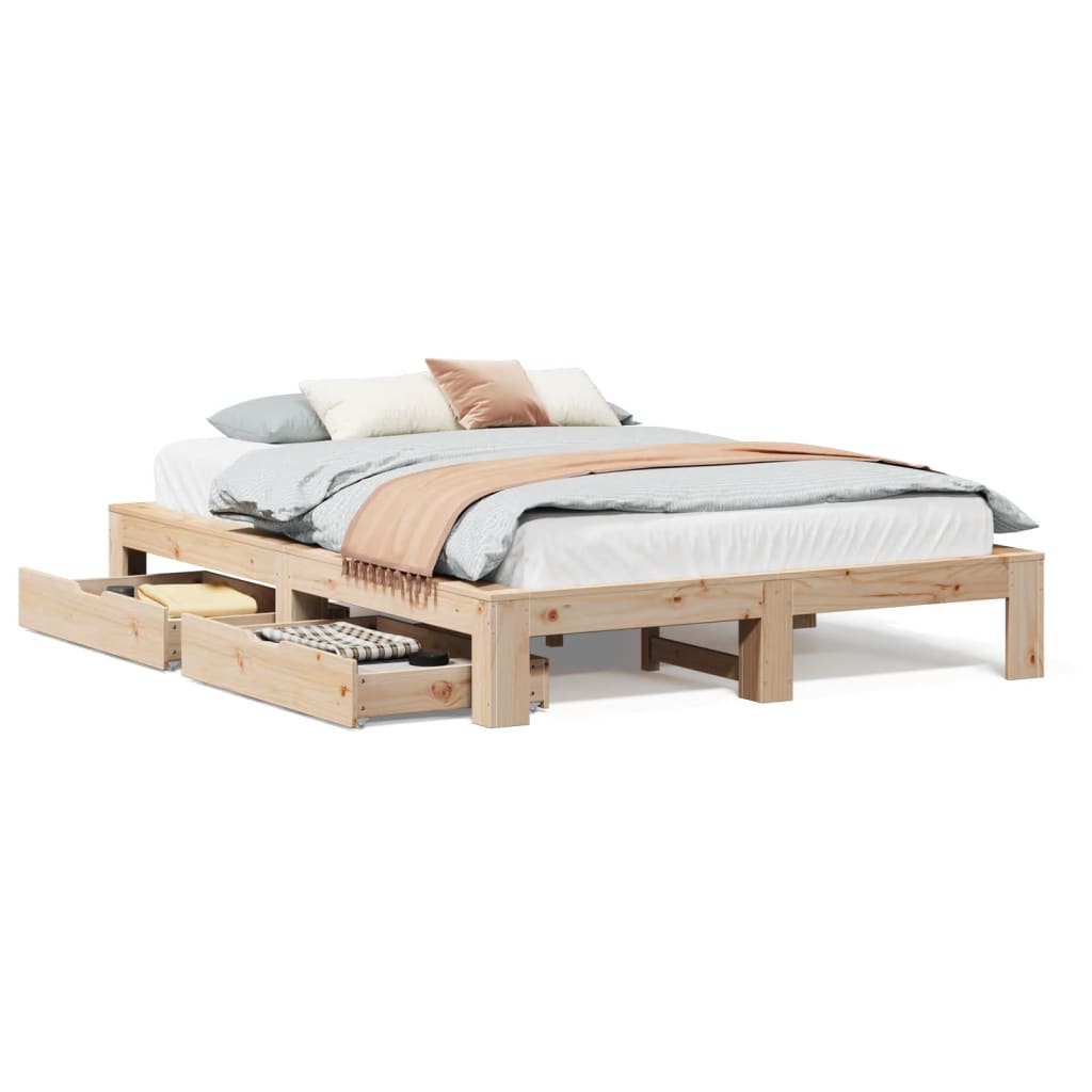 Bedframe zonder matras massief grenenhout 140x190 cm