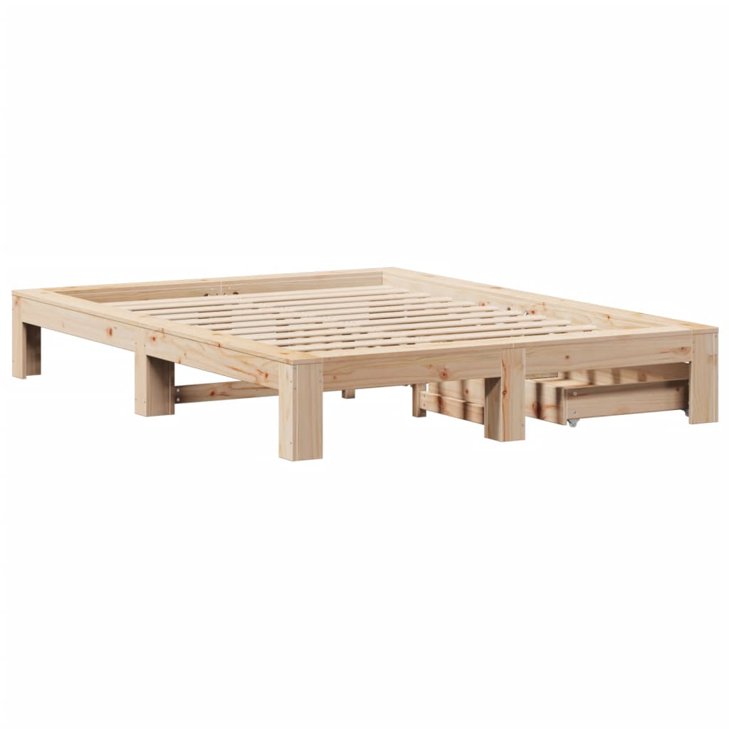 Bedframe zonder matras massief grenenhout 140x190 cm