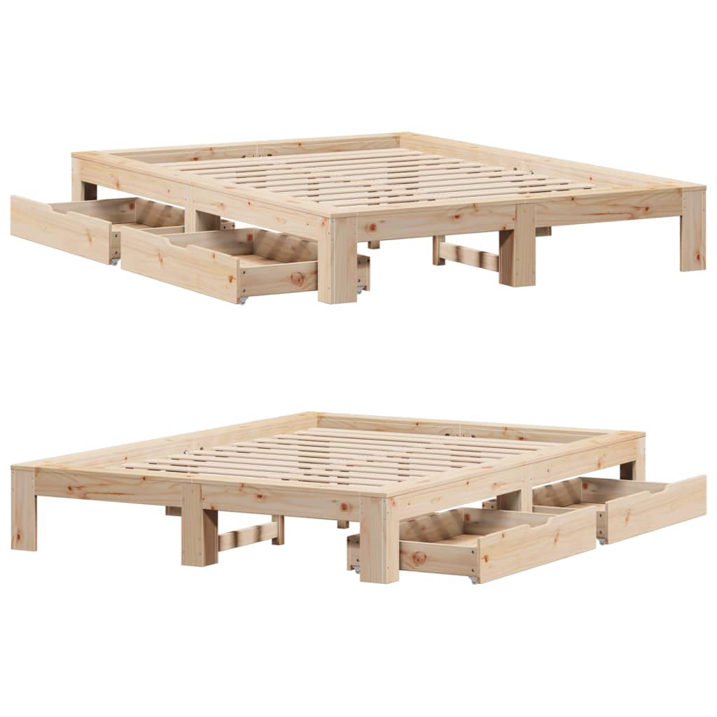 Bedframe zonder matras massief grenenhout 140x190 cm