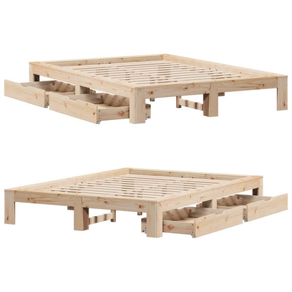 Bedframe zonder matras massief grenenhout 140x190 cm