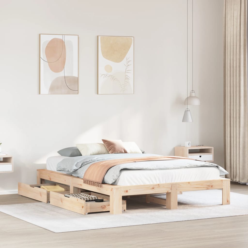 Bedframe zonder matras massief grenenhout 140x190 cm