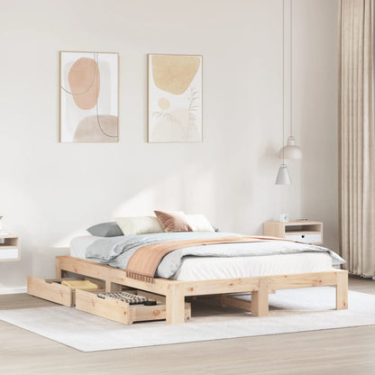 Bedframe zonder matras massief grenenhout 140x190 cm