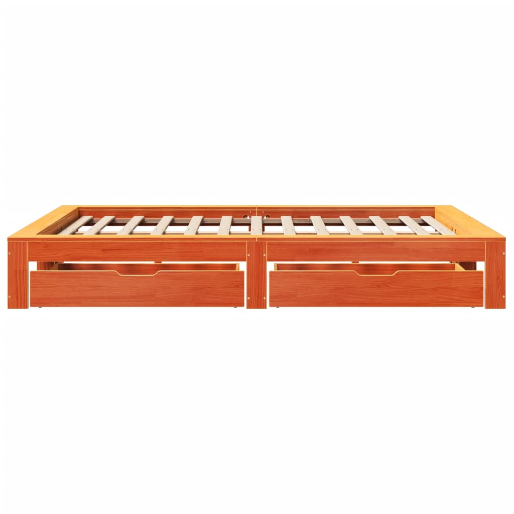 Bed met matras massief grenenhout wasbruin 140x190 cm