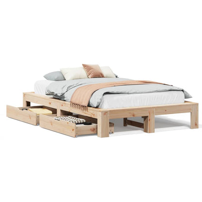 Bedframe zonder matras massief grenenhout 135x190 cm