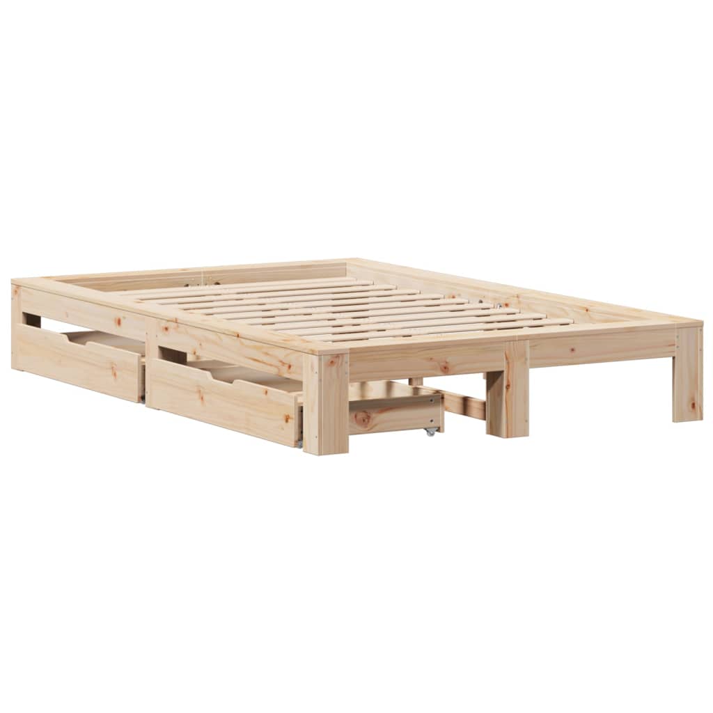 Bedframe zonder matras massief grenenhout 135x190 cm