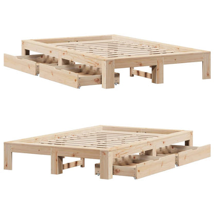 Bedframe zonder matras massief grenenhout 135x190 cm