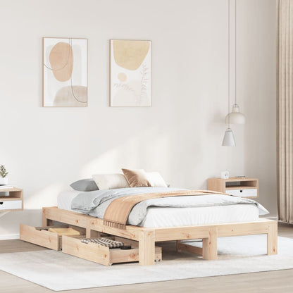 Bedframe zonder matras massief grenenhout 135x190 cm