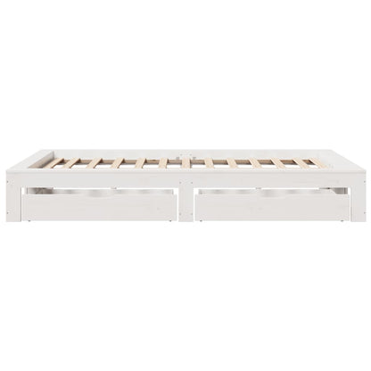 Bedframe zonder matras massief grenenhout wit 135x190 cm