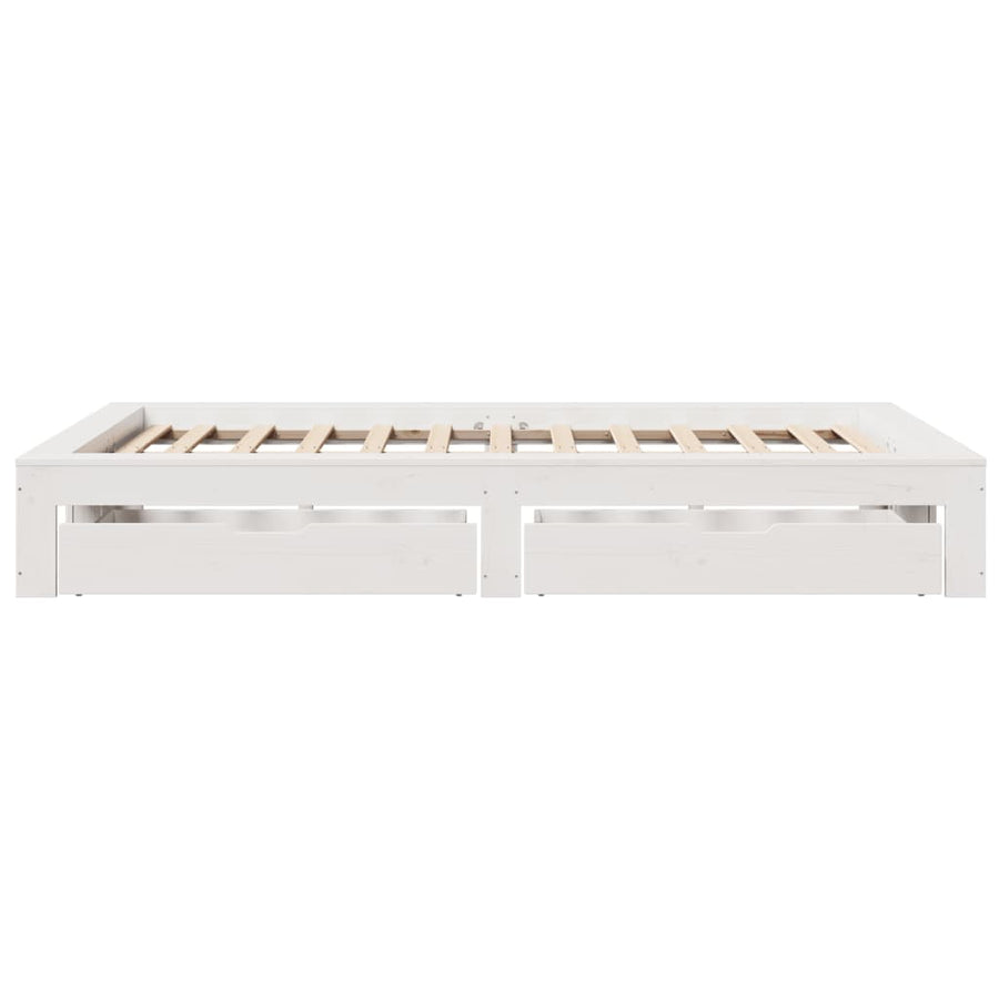Bedframe zonder matras massief grenenhout wit 135x190 cm