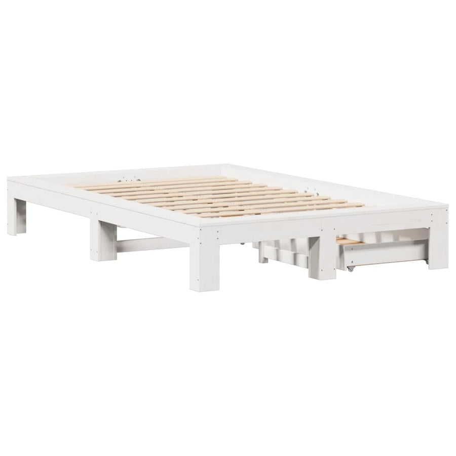 Bedframe zonder matras massief grenenhout wit 135x190 cm