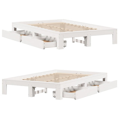 Bedframe zonder matras massief grenenhout wit 135x190 cm