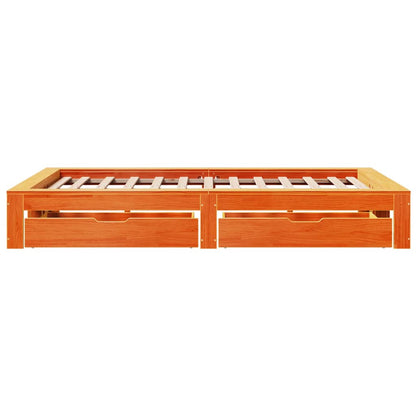 Bedframe zonder matras massief grenenhout wasbruin 135x190 cm