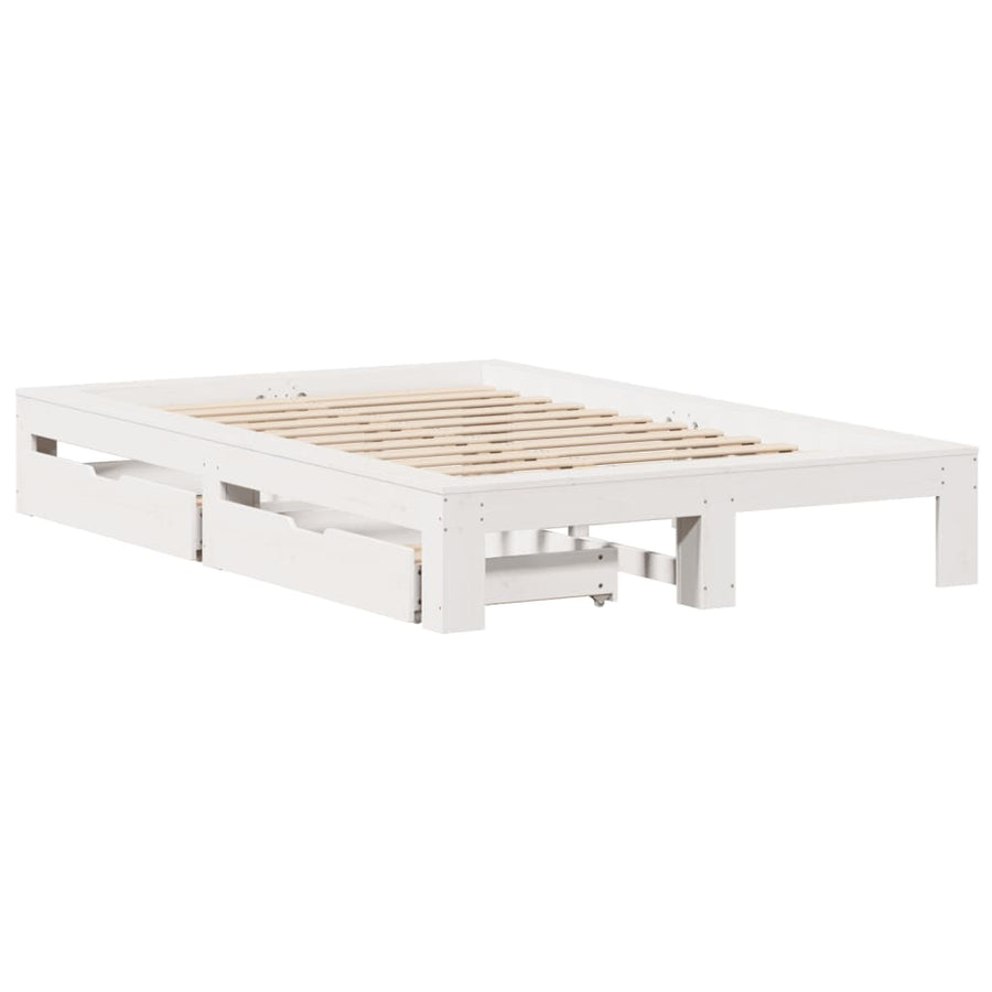 Bedframe zonder matras massief grenenhout wit 120x190 cm