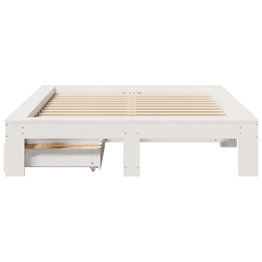 Bedframe zonder matras massief grenenhout wit 120x190 cm