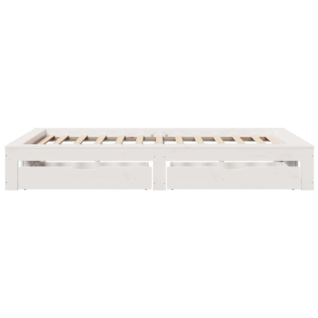 Bedframe zonder matras massief grenenhout wit 120x190 cm