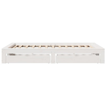 Bedframe zonder matras massief grenenhout wit 120x190 cm