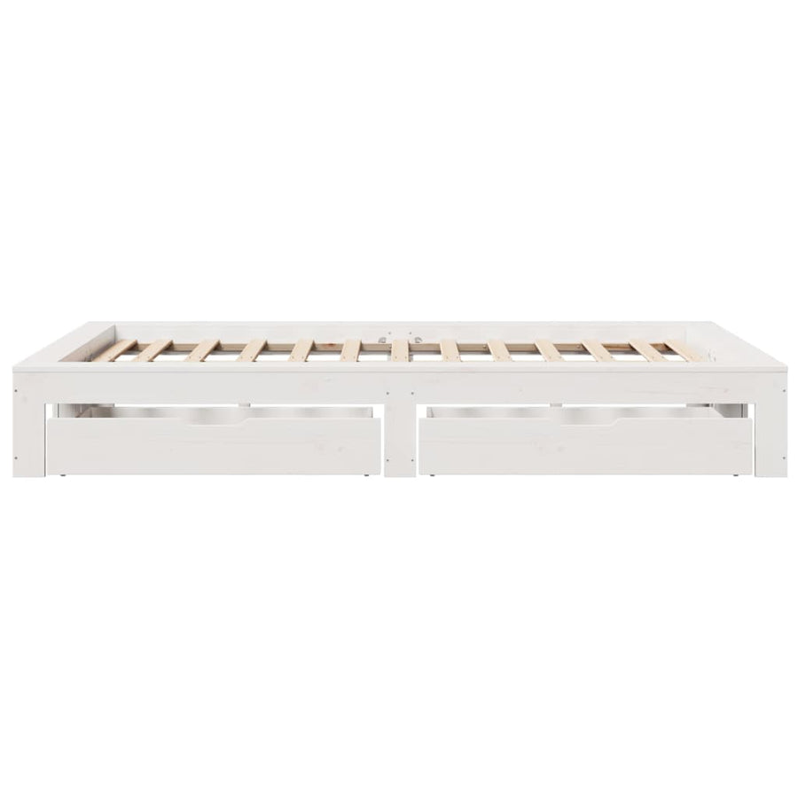 Bedframe zonder matras massief grenenhout wit 120x190 cm