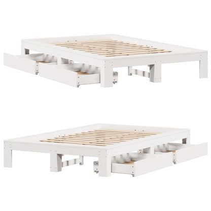 Bedframe zonder matras massief grenenhout wit 120x190 cm