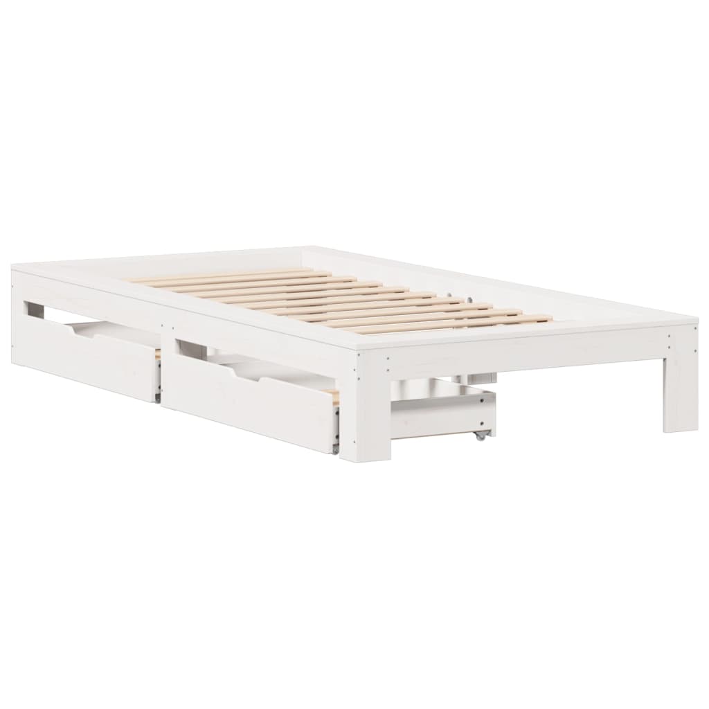 Bedframe zonder matras massief grenenhout wit 90x190 cm