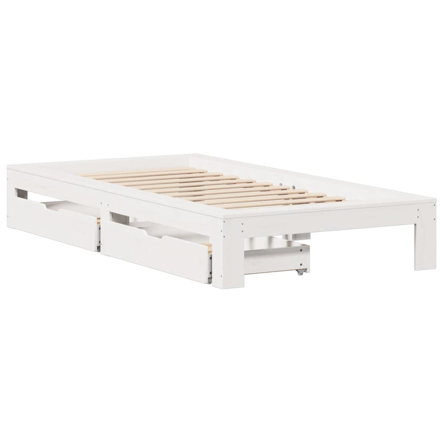 Bedframe zonder matras massief grenenhout wit 90x190 cm