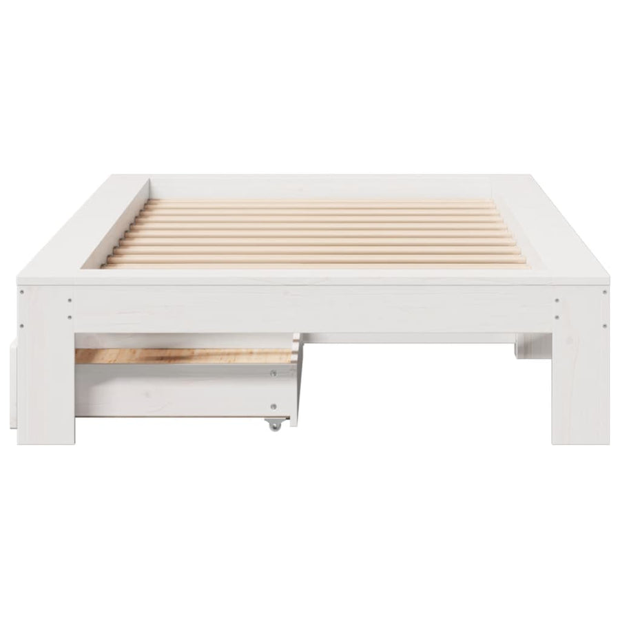 Bedframe zonder matras massief grenenhout wit 90x190 cm