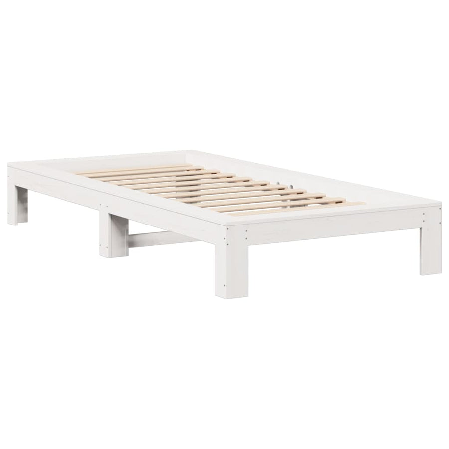 Bedframe zonder matras massief grenenhout wit 90x190 cm