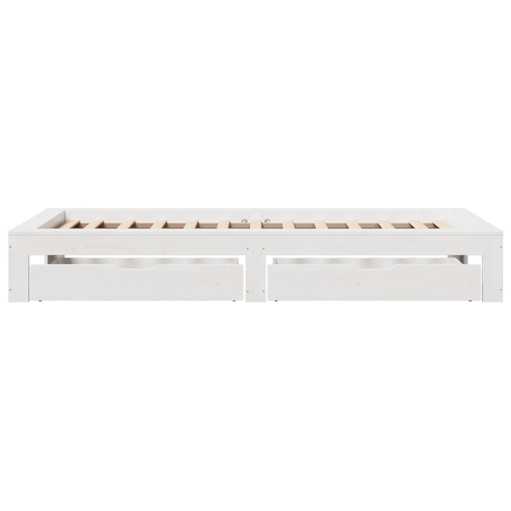 Bedframe zonder matras massief grenenhout wit 90x190 cm