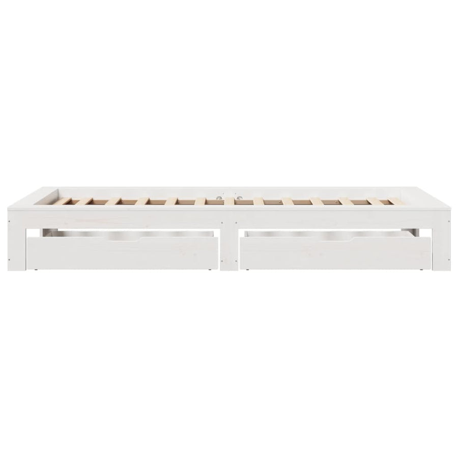 Bedframe zonder matras massief grenenhout wit 90x190 cm