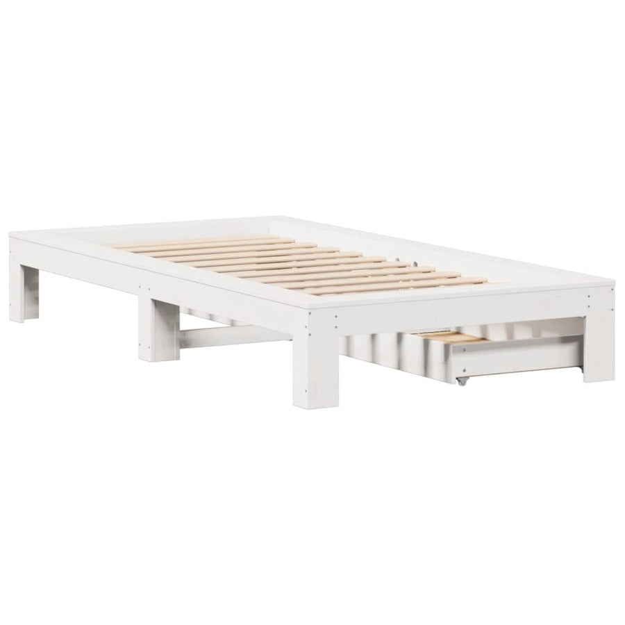Bedframe zonder matras massief grenenhout wit 90x190 cm
