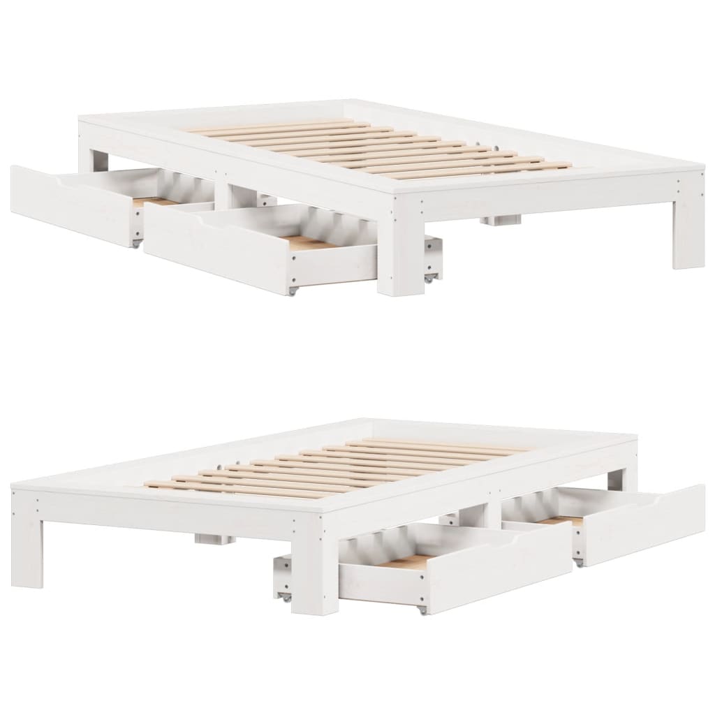 Bedframe zonder matras massief grenenhout wit 90x190 cm