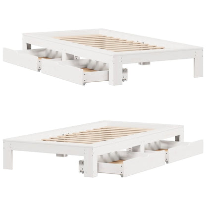 Bedframe zonder matras massief grenenhout wit 90x190 cm