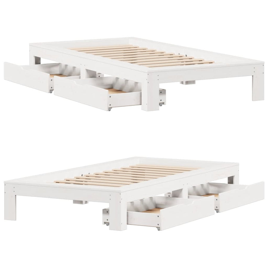 Bedframe zonder matras massief grenenhout wit 90x190 cm
