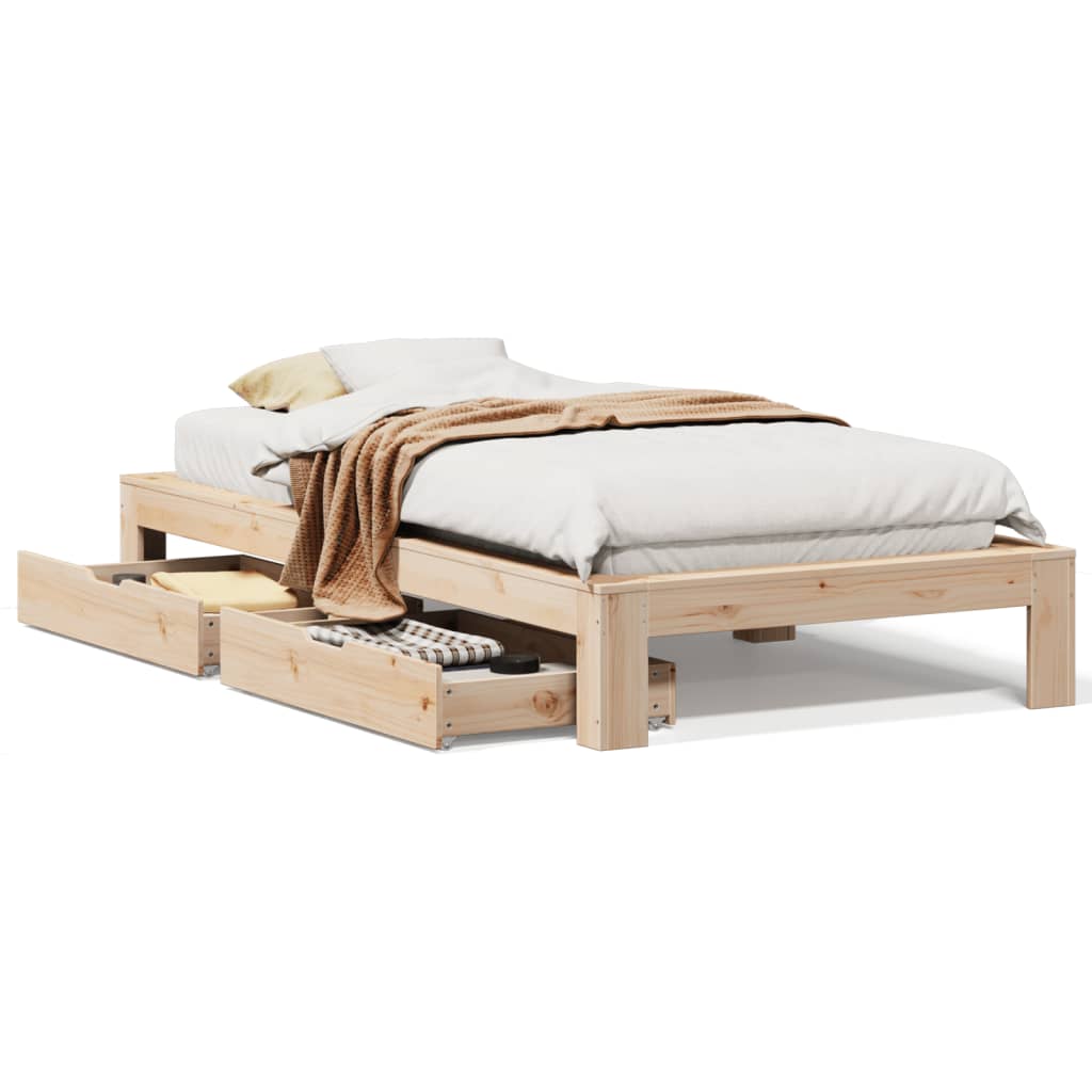 Bedframe zonder matras massief grenenhout 75x190 cm