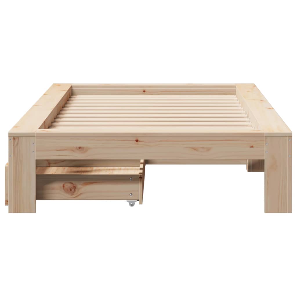 Bedframe zonder matras massief grenenhout 75x190 cm