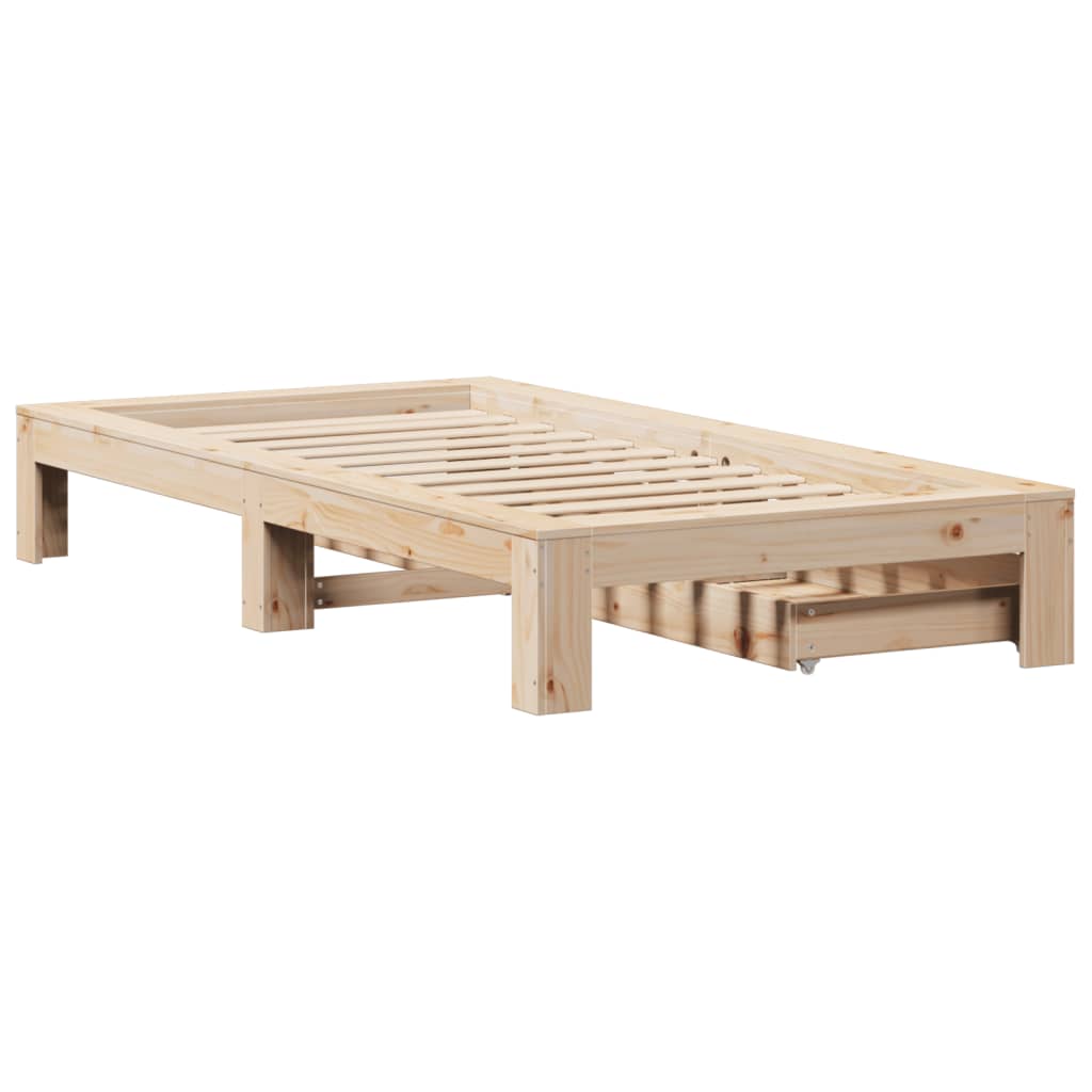 Bedframe zonder matras massief grenenhout 75x190 cm